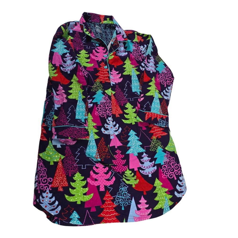 Nick and Nora‎ Womens Sleepwear Pajama Nightshirt Nightgown Blue Purple Trees  L